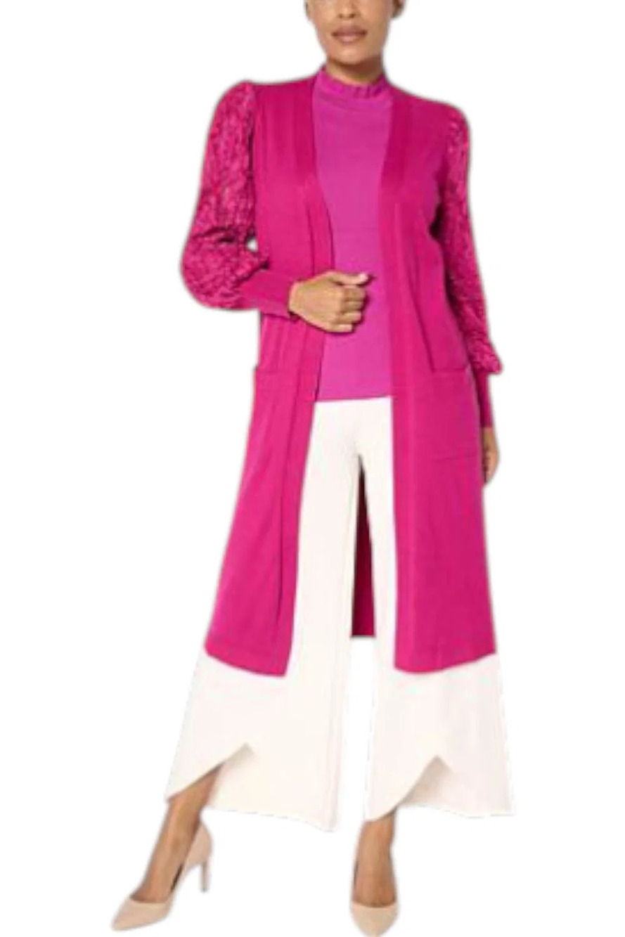 C Wonder by Christian Siriano Women's Luxe Yarn Cardigan Fuchsia - Plus